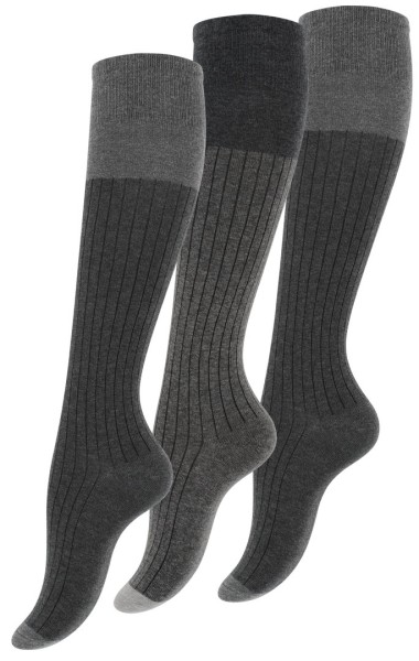 3 pairs of women's cotton knee socks, grey