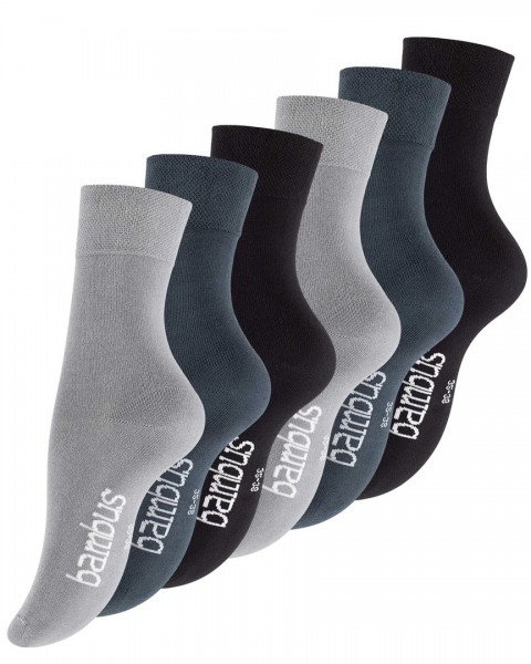 6 Pairs of Ladies Bamboo Socks with hand-linked toes