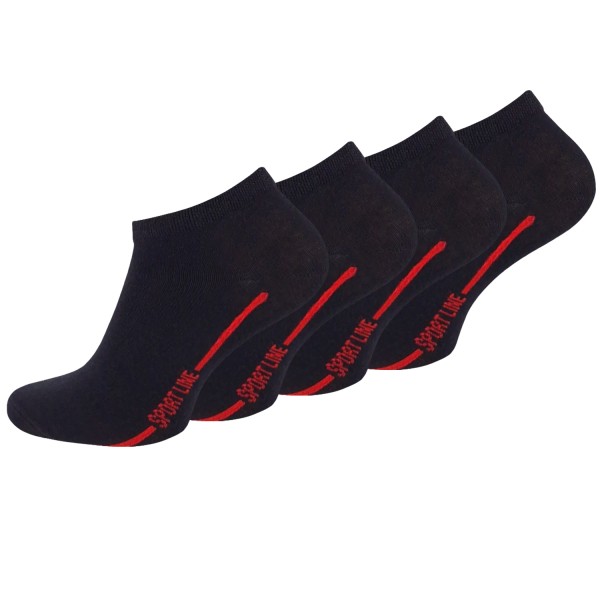 8 Paar "Sport Line" Sneaker Socken, Schwarz-Rot